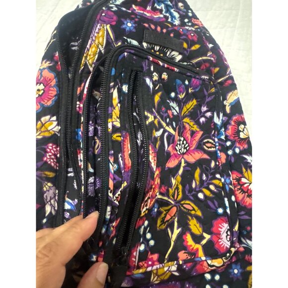 Vera Bradley Floral Quilted Sling Backpack With Adjustable Strap Black Multicolo - Picture 5 of 6